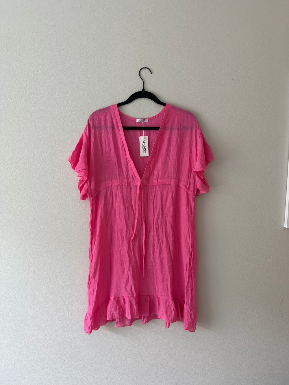 Hot Pink V-Neck Ruffle Dress